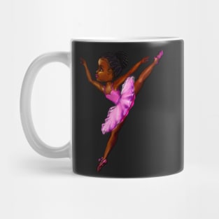 Black ballerina girl with corn rows ! beautiful  black girl with Afro hair and dark brown skin wearing a pink tutu.Hair love ! Mug